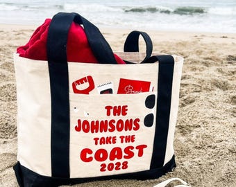 Bolsa de playa familiar personalizada – Bolsa de viaje de lona de algodón personalizada