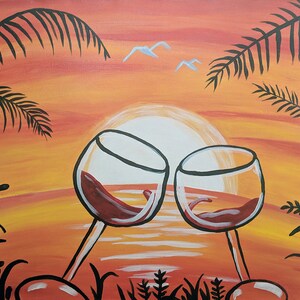 Sunset Wine Toast, Acrylic on Canvas, 16x20
