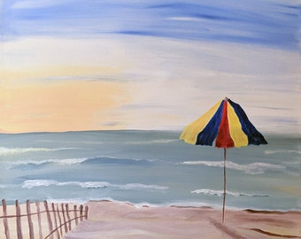 Beach Umbrella, Hand Painted, Acrylic on Canvas, 16x20