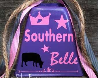 Cowgirl Decor Cowbell. Cows, Dairy, Southern Belle, Farm, Ranch, Rodeo, Painted, Baby, Nursery, Accents, Gifts, Country. - Western Home