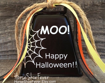 SALE! Cowbell. Boo. Halloween Decor. Halloween Decorations. On Sale. Rustic Modern. Country Home Decor. Moo. Cows. - Western Home Decor.