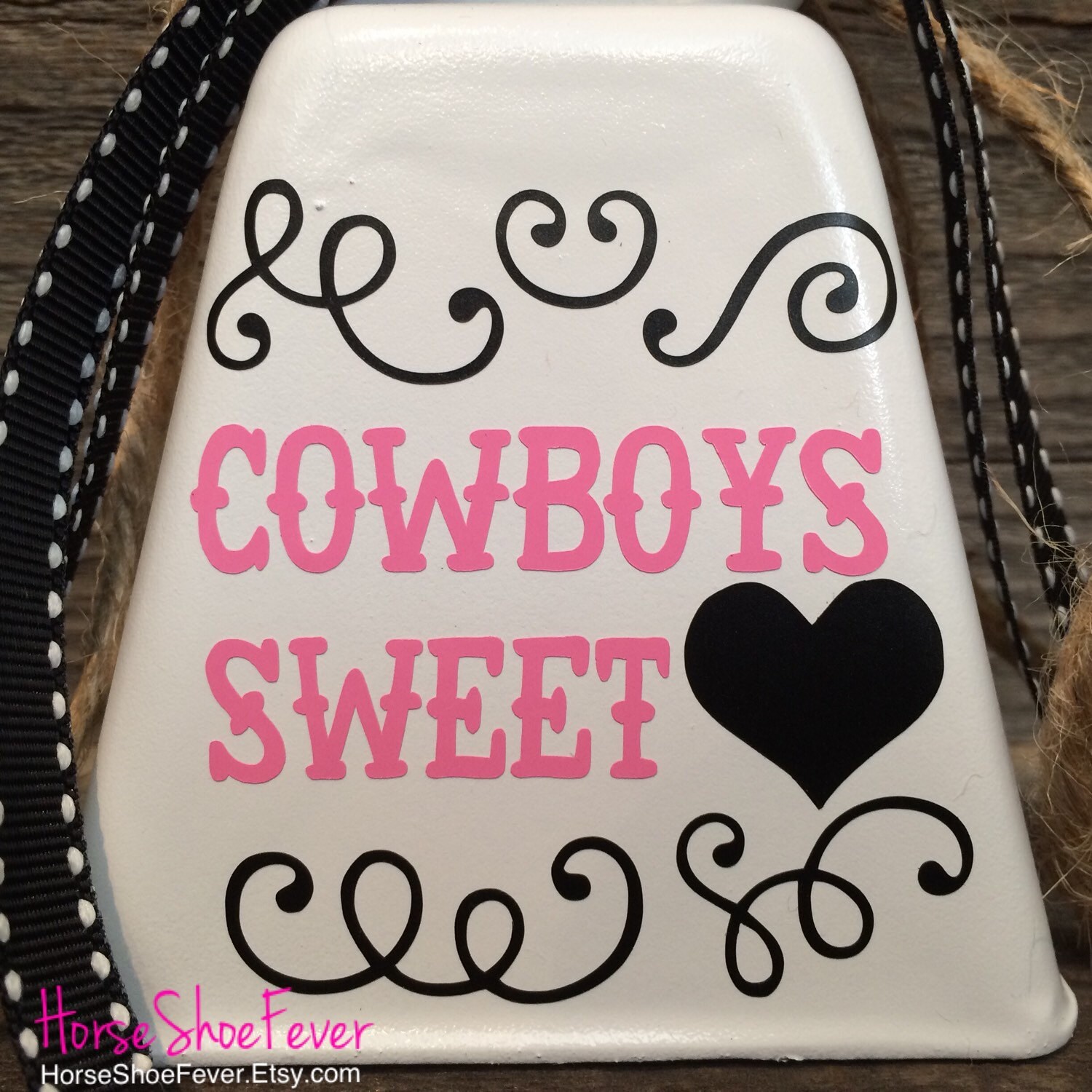 Cowboy Sweetheart White & Pink. Cowbell Decor Rustic Modern Etsy