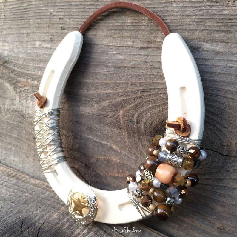 Ivory Beaded Horseshoe Concho Wall Decor Cowboy Gift Rustic Etsy