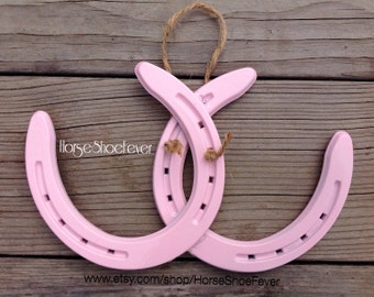 Double Horseshoe, Pink, Wedding Gift, Horseshoes, Wall Art, Welded, Country, Horses, Cowgirl, Love, Western, Baby, Shower Gift.