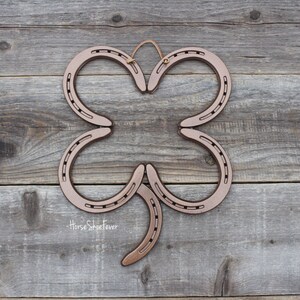 Welded Horseshoe Clover, St Patrick's Day, Door Decor, Farm, Good Luck, Ranch, Rodeo, Horseshoe Art, Cowboy, Country, Cowgirl, Western Horse image 5