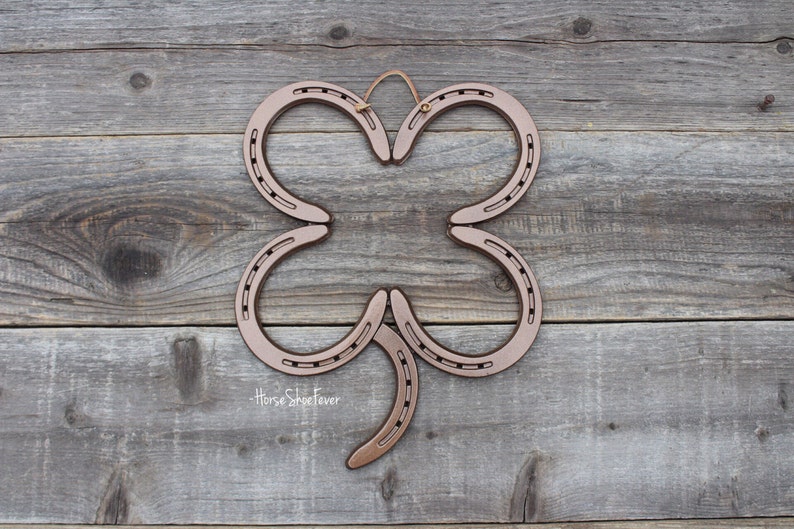 Welded Horseshoe Clover, St Patrick's Day, Door Decor, Farm, Good Luck, Ranch, Rodeo, Horseshoe Art, Cowboy, Country, Cowgirl, Western Horse image 5