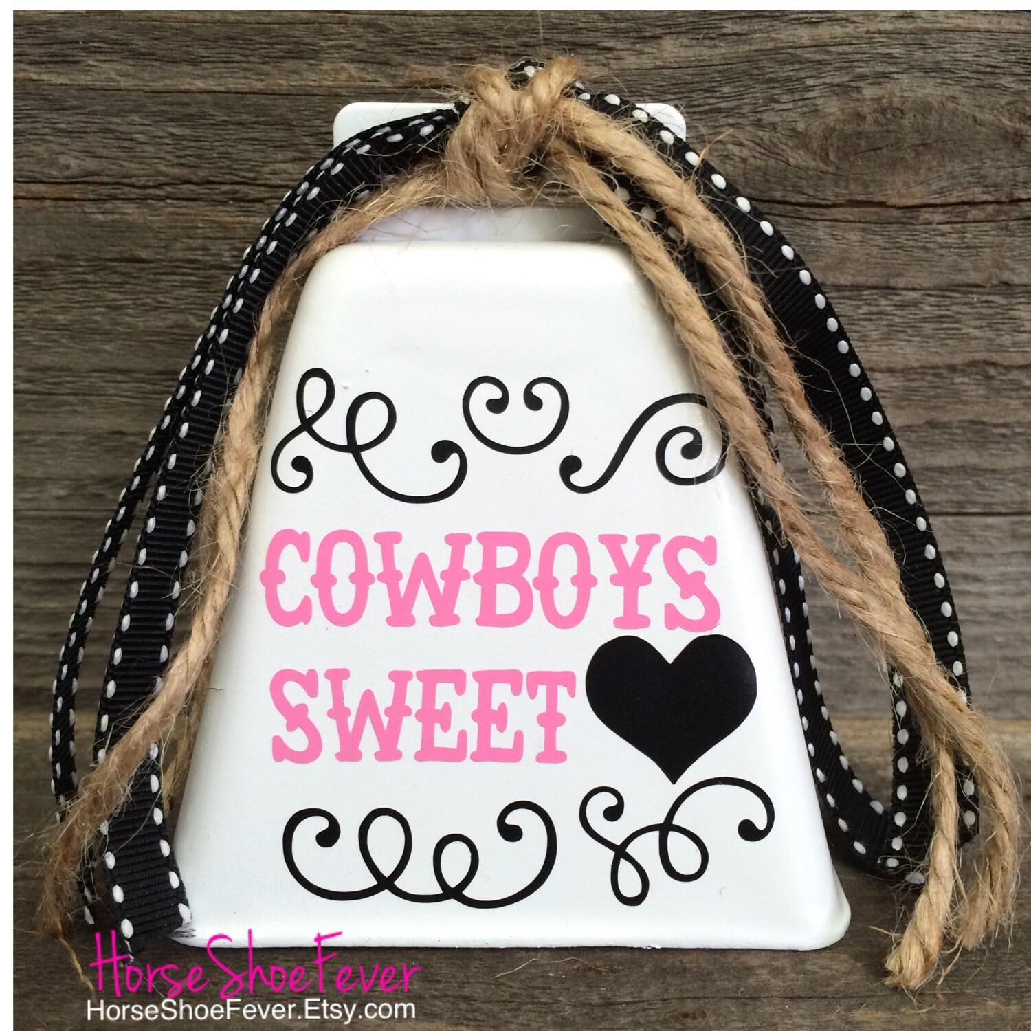 Cowboy Sweetheart White & Pink. Cowbell Decor Rustic Modern Etsy