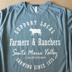 Farmer & Rancher T Shirt. Santa Maria, CA. Cowgirl Relaxed Slouchy Shirt, Rodeo, Swag, Western, Country, Ranch, CA Shirt, Women's, Yoga Tee. image 1