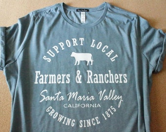 Farmer & Rancher T Shirt. Santa Maria, CA. Cowgirl Relaxed Slouchy Shirt, Rodeo, Swag, Western, Country, Ranch, CA Shirt, Women's, Yoga Tee.