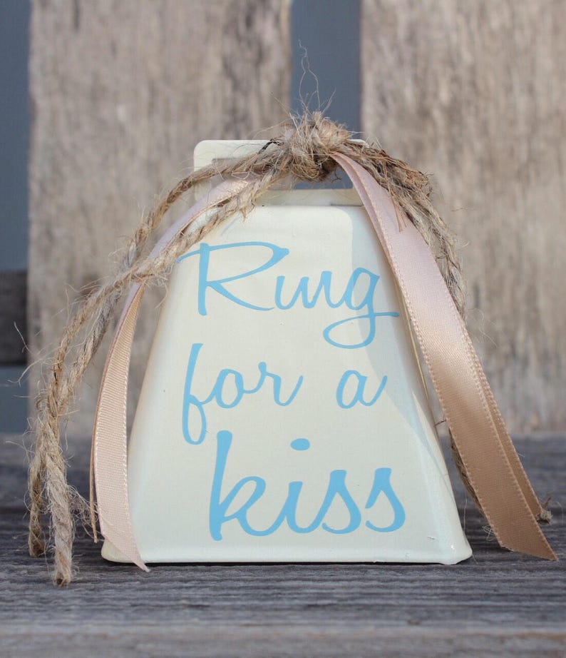 Ring for a Kiss Rustic Cowbell Wedding Bells Kissing Bell Etsy