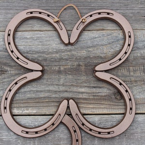 Welded Horseshoe Clover, St Patrick's Day, Door Decor, Farm, Good Luck, Ranch, Rodeo, Horseshoe Art, Cowboy, Country, Cowgirl, Western Horse image 4