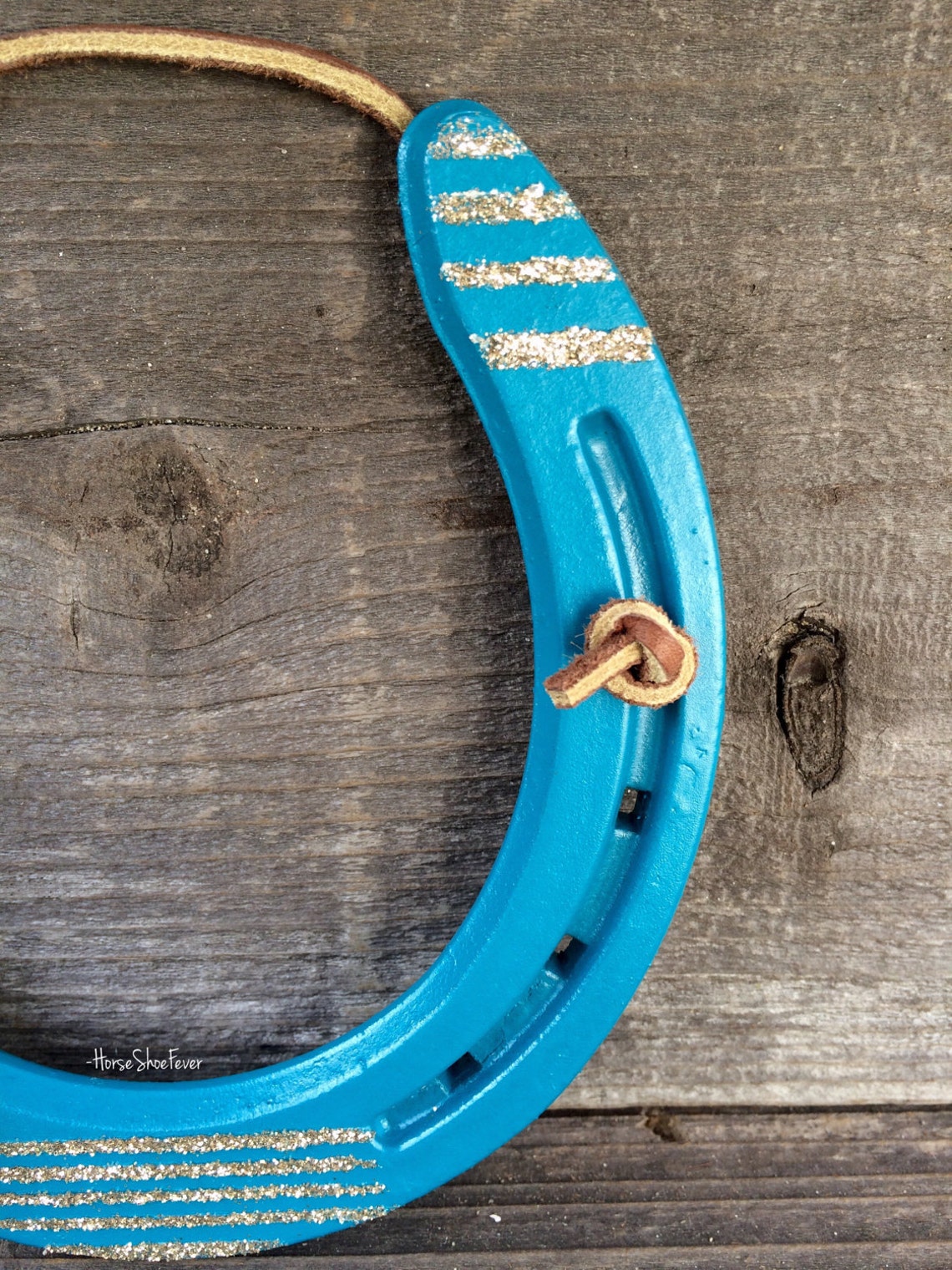 Blue Horseshoe Decor Equestrian Rustic Modern Beaded Etsy