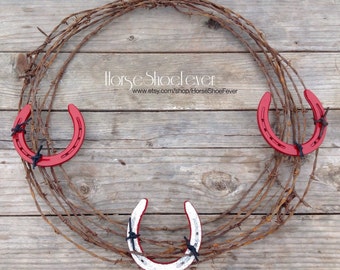 Horseshoe Barbwire Wreath. Rustic Home Decor. Country Decor. Rustic Modern. - Western Home Decor.