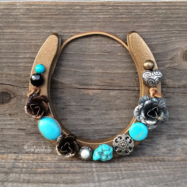 Horseshoe Wall Art Decor. Turquoise Southwestern Equine Etsy