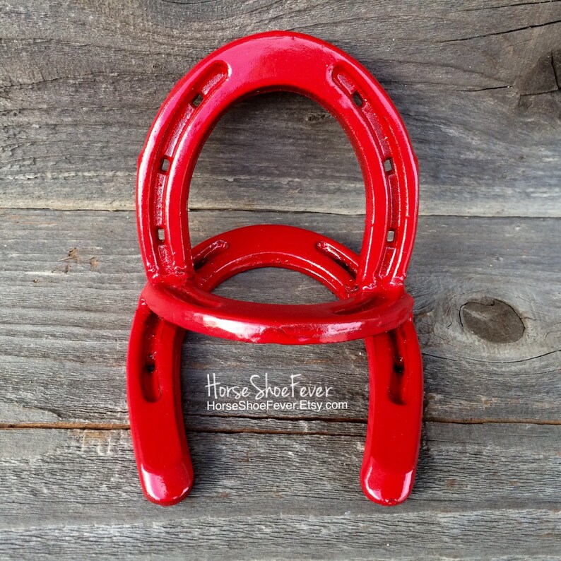 Red Horseshoe Business Card Holder. Rustic Modern Decor Desk Etsy