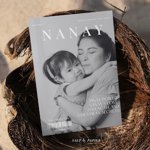 Mother’s Day Nanay Card, Nanay Greeting Card, Personalized Magazine Cover Template, Canva template
