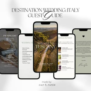 Destination Italy Wedding, Guest Guide, European Wedding, Mobile Canva Template, Pre-written content