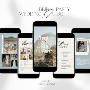 Sage Bridesmaid Guide, Aesthetic Bridal Party Guide, Mobile template, Bridesmaid Guide template, Canva Template