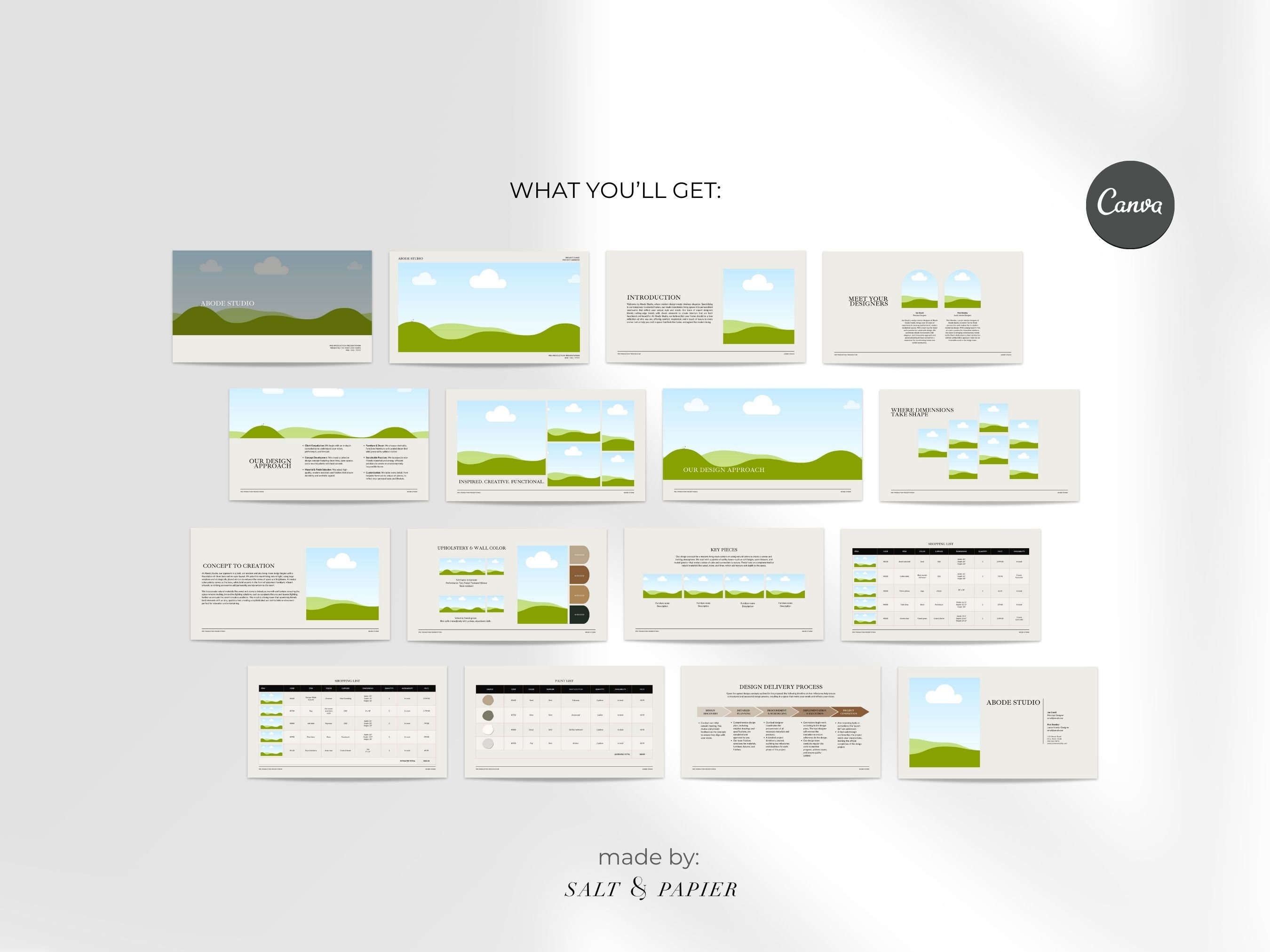 Interior Design Presentation Deck, Canva Template, FF&E Schedule ...