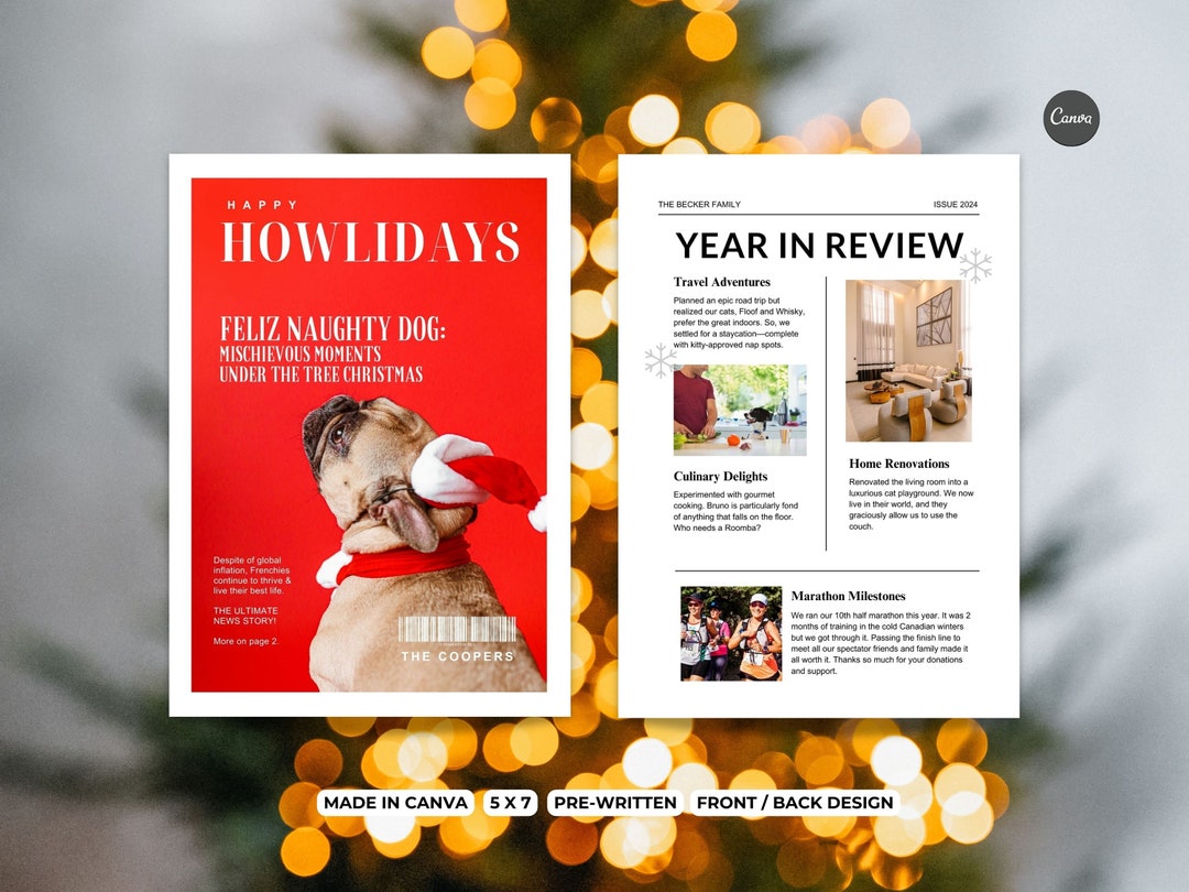 Magazine Cover Holiday Card Pet Parents Holiday Card Digital Print ...