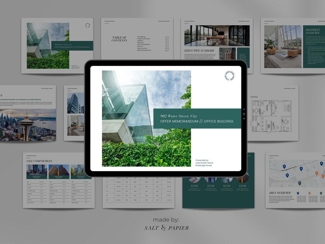 CRE Offer Memorandum Template: Minimalist Design (US Letter Landscape