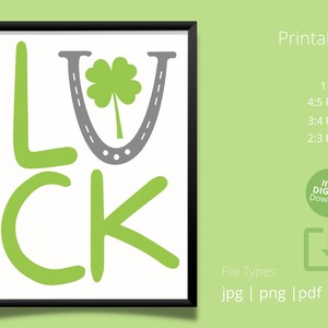 Luck St. Patrick&#39;s Day Wall art Decor Printable PDF JPG PNG