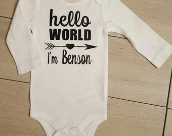 Hello world I'm... bodysuit, hello world, coming home outfit, newborn, photoshoot, baby outfit