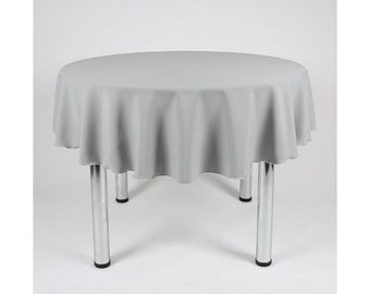 SILVER GREY DAMASK PRINT SHINE THICK PVC POLY COTTON TABLE CLOTH PROTECTOR RETRO