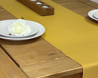 Mustard (Ochre) Table Runner - 100% Polyester Fabric overlocked with quality cotton thread