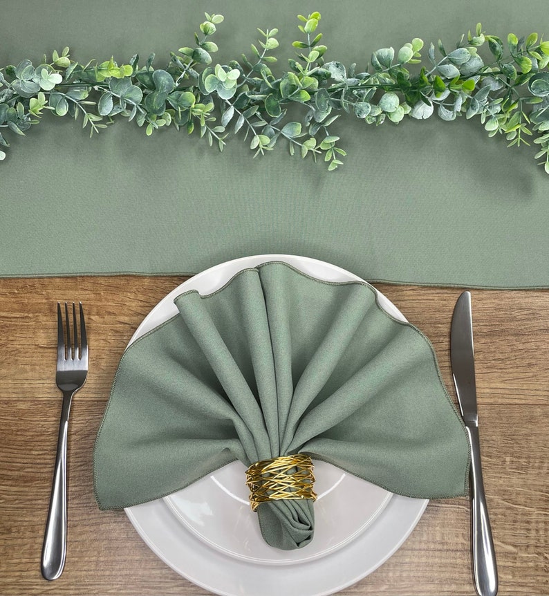 Sage Green Napkin and Table Runner Set Etsy