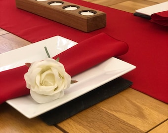 Cherry Red Table Runner - 100% Polyester Fabric overlocked with quality cotton thread