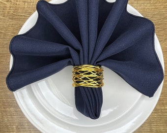 Dark Navy Blue Napkins - Made from polyester fabric not cotton.