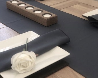 Dark Grey Table Runner - 100% Polyester Fabric overlocked with quality cotton thread