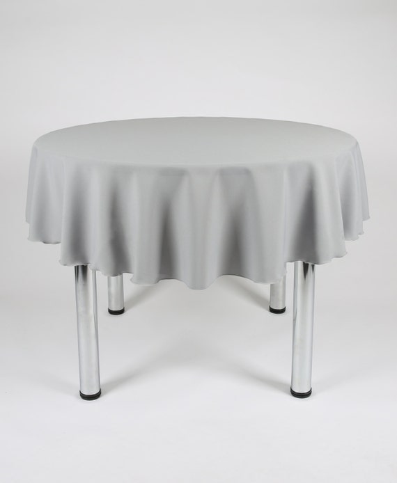 Light Grey Silver Round Tablecloth Made From Polyester Light Grey Silver Round Tablecloth Made, Silver Round Tablecloth Plastic