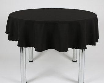 Black Round Tablecloth - Made from polyester fabric not cotton.