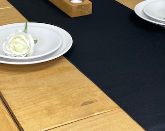 Black Table Runner - 100% Polyester Fabric overlocked with quality cotton thread