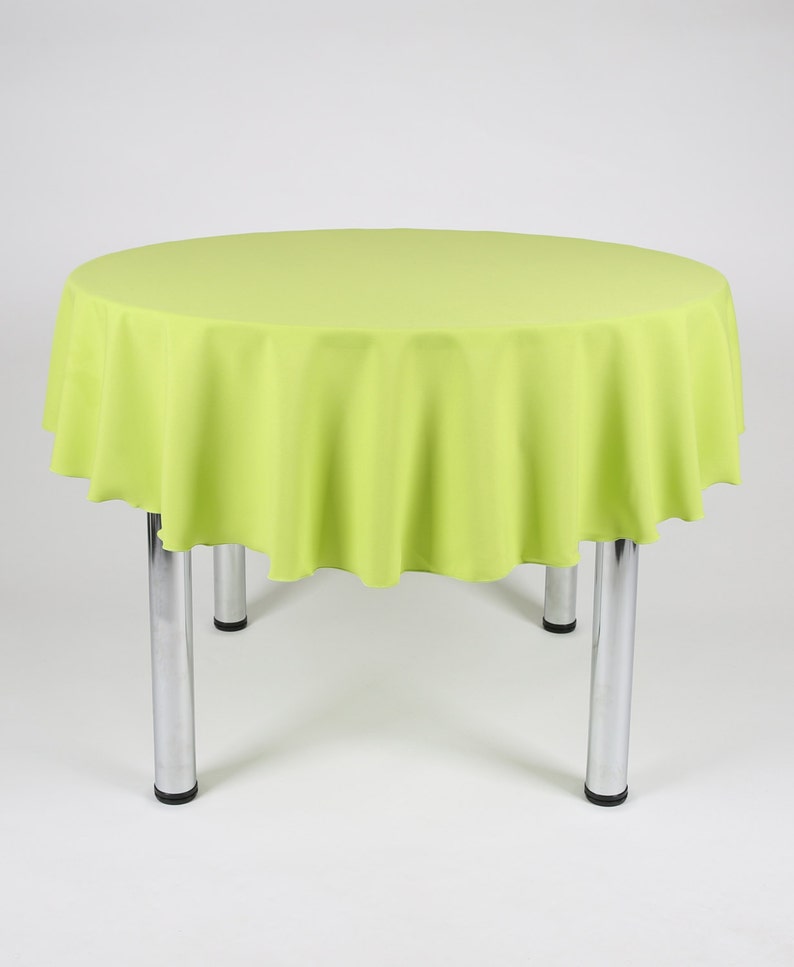 Lime Green Round Tablecloth Made From Polyester Fabric Not Cotton