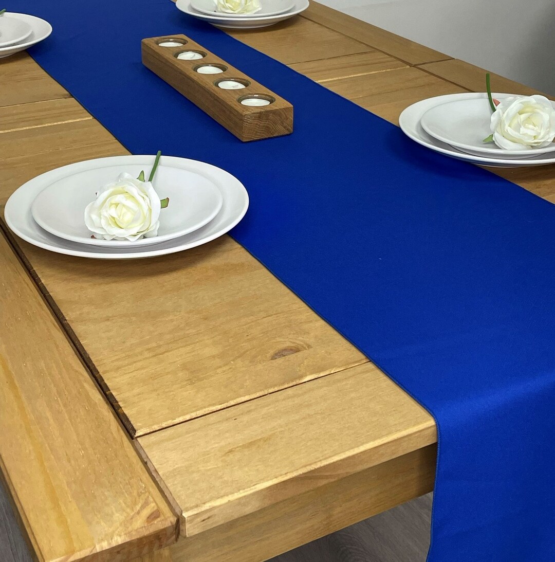 Royal Blue Table Runner 100 Polyester Fabric Overlocked With Quality
