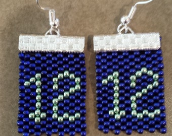 Seahawks 12th Man Beaded Dangle Earrings