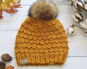 Chunky Knit Hat, Chunky Beanie \THE BLISS BEANIE\ In Butterscotch