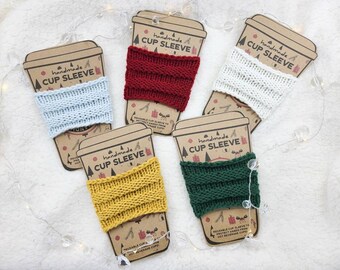 Knit cup cozy | coffee cozy |  coffee sleeve | cup sleeve- Pick your color from the color chart