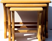 Solid Oak Handmade Nesting Table Set Of Three- Ideal For Indoor Use as Coffee Tables And Side Tables