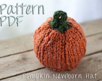 Pumpkin Newborn Hat Pattern, PDF Knitting Pattern, Halloween Baby, Knit Pumpkin Hat, Pumpkin Hat Newborn, Fall Newborn, Newborn Halloween