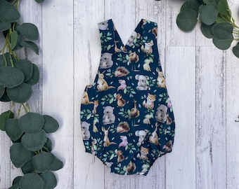 Navy Aussie Animals Romper