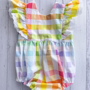 Rainbow Gingham Romper