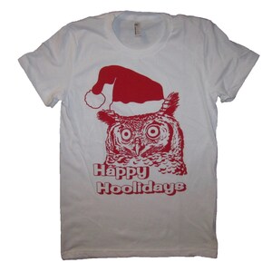 Womens gelukkig hoolidays kerst uil t shirt grappige lelijke trui vakantie geheime santa rendieren schattig tee aanwezig gezellige nieuwe giftidee drinken