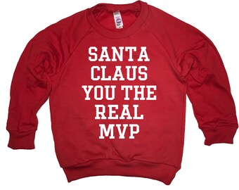 kids sweatshirt santa claus you the real mvp shirt top christmas funny cute long sleeve ugly sweater party top boys girls toddler t youth