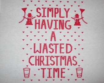 mens simply having a wasted christmas time sweater t shirt funny xmas holiday fugly awesome cute cool great gift present beer drinking tee