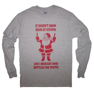 long sleeve santa claus poppin bottles christmas t shirt funny mens womens cute holiday tee top ugly sweater most wonderful time for a beer