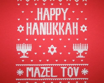 womens happy hanukkah ugly holiday sweater t shirt fugly mazel tov funny xmas party contest winner cute secret santa present gift top tee